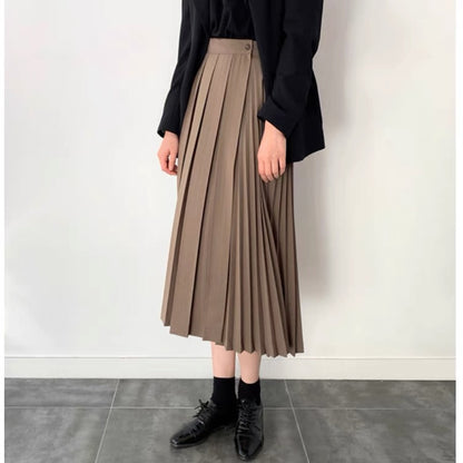 2023 New Spring and Autumn Niche One-piece Suit Skirt A-Line Irregular Horse Face Pleated Long Half-length Skirt for Women T3484