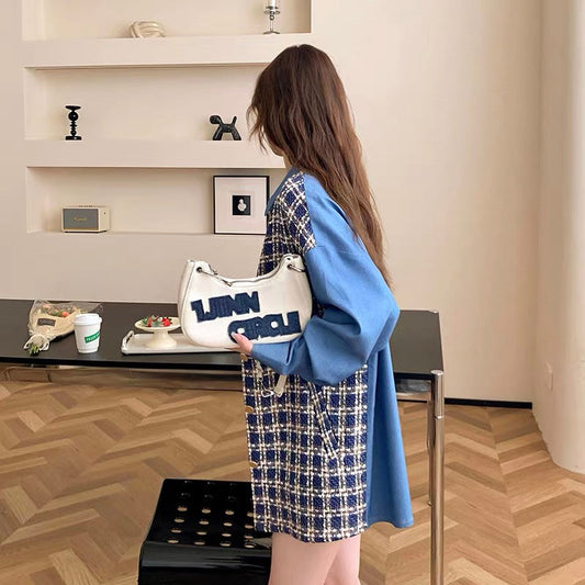 Designed splicing shirt jacket for women 2023 new Korean style casual slim fashion versatile top trend (S0501)