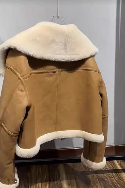 Winter young fur new style 2023 popular retro large lapel lamb fur one-piece short women's clothing