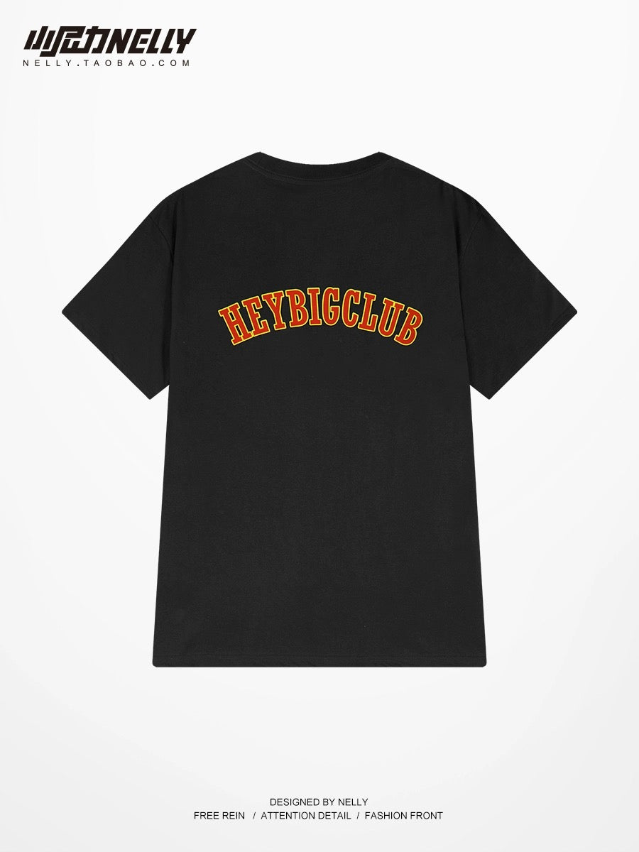 ins high street American retro heavyweight national fashion brand European and American trend oversize short-sleeved T-shirt men and women summer bf style