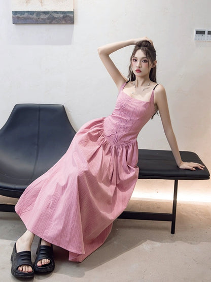 MOXIMOXI summer new Chinese embroidered cotton long backless suspender holiday dress