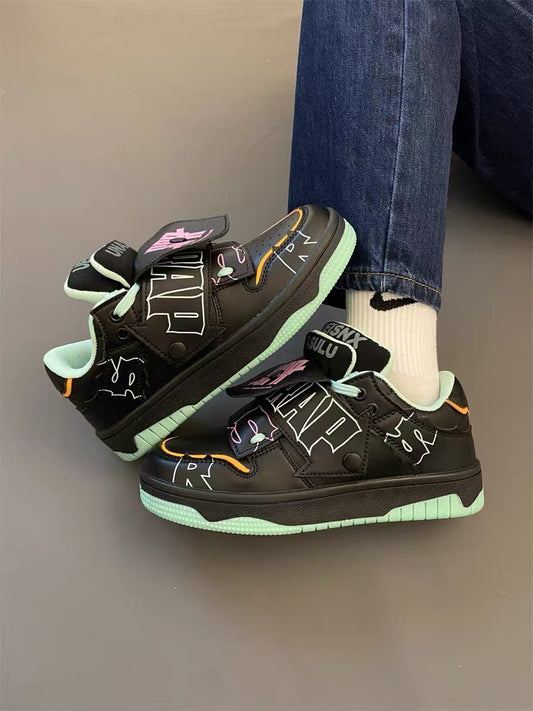 National trend couple style chic trendy double tongue dark green bread shoes niche original thick-soled men's and women's sports skateboard shoes