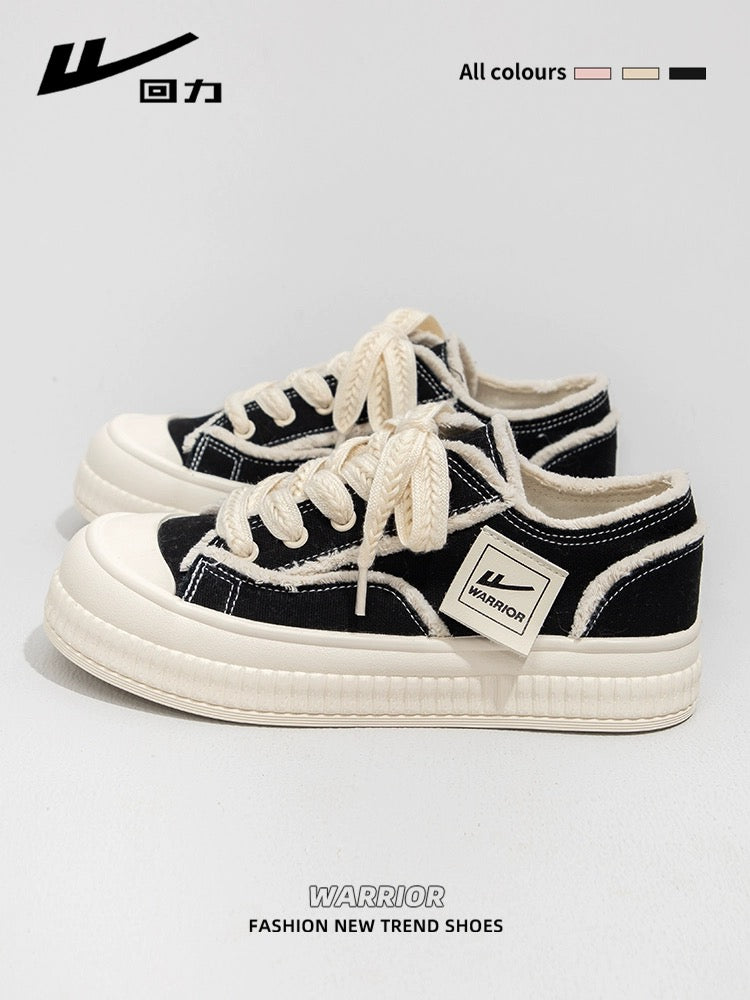 Pull back women's shoes canvas shoes for women 2024 spring new versatile white shoes thick-soled casual sports sneakers for women