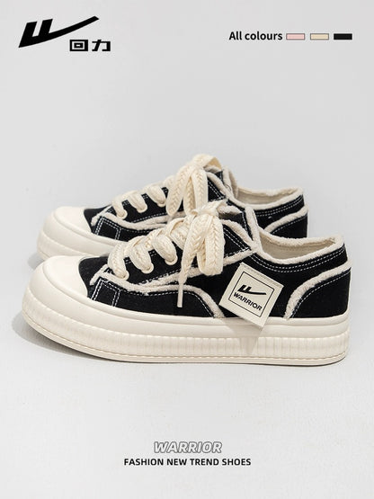 Pull back women's shoes canvas shoes for women 2024 spring new versatile white shoes thick-soled casual sports sneakers for women