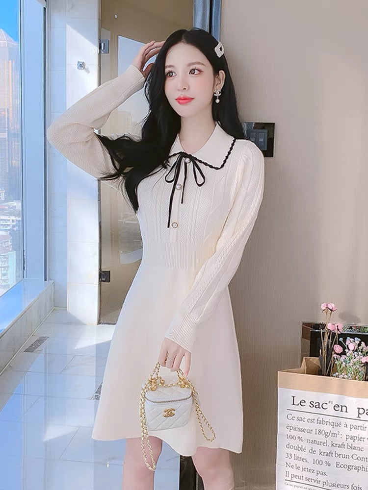 Xiaoxiangfeng knitted dress for women in autumn and winter 2023 new style small French style inner bottoming skirt (D4440)