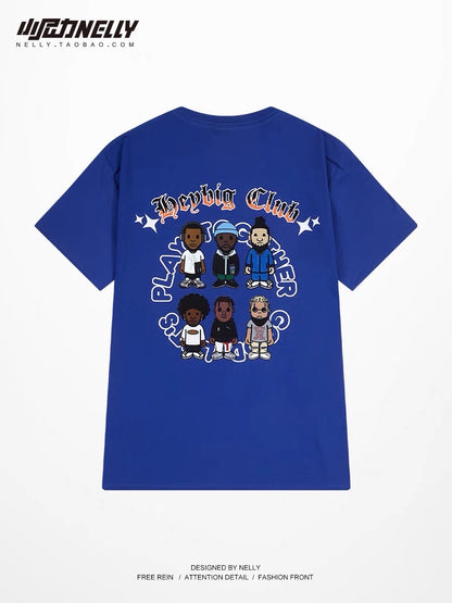 American heavy cotton large size men's short-sleeved T-shirt summer hip-hop wind fried street ruffian handsome big letter half-sleeve