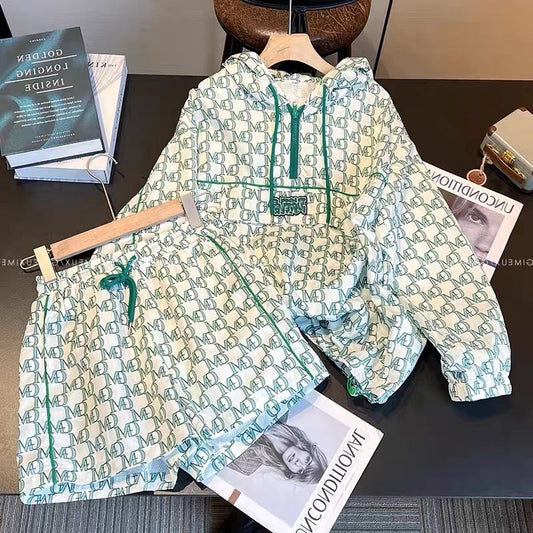 High-end sense of small fragrance casual sports sunscreen suit men and women summer fashion foreign style age-reducing two-piece suit