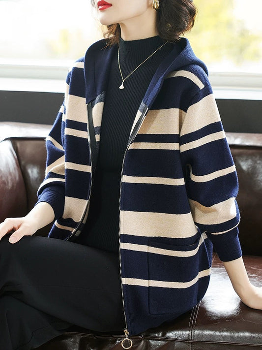 Mom's autumn hooded coat fashionable middle-aged
