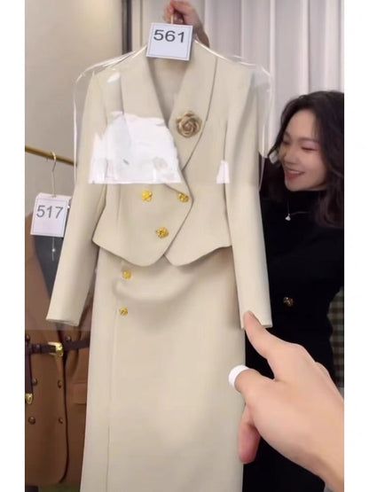 2023 new autumn style small fragrance suit for women high-end small dress Korean drama professional suit skirt two-piece set