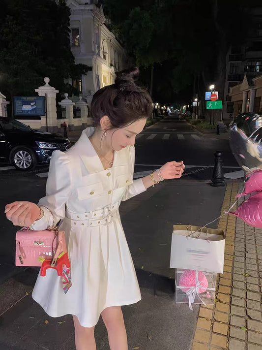 Fish Rabbit's Rabbit Suit Dress Women's High-end, Exquisite and Slim French Long-Sleeved Short Skirt Autumn Women's Dress