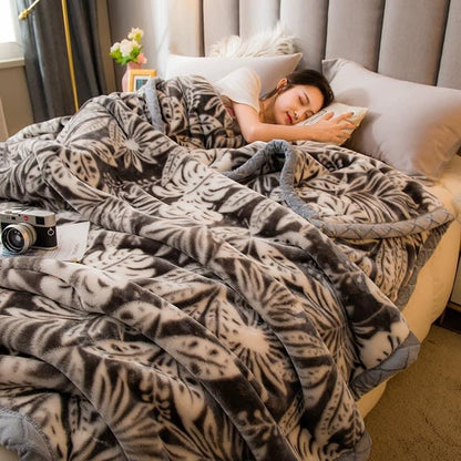 Winter Raschel blanket extra thick plus velvet bed cover blanket quilt wedding coral flannel nap blanket single