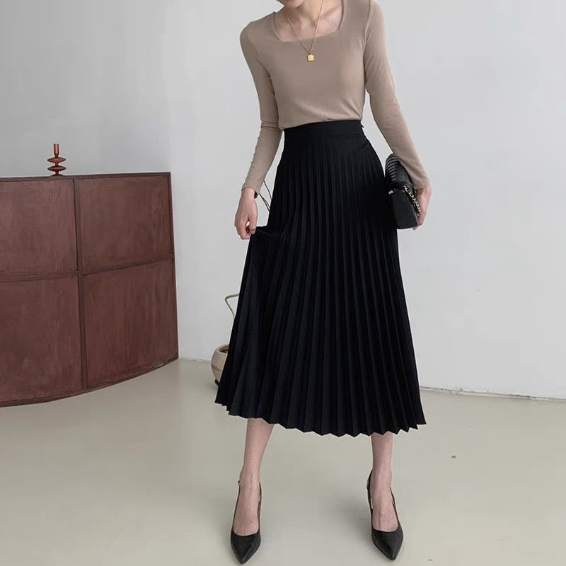 2022 new autumn and winter small a-line high-waist high-quality pleated autumn half-length mid-length skirt for women T3488