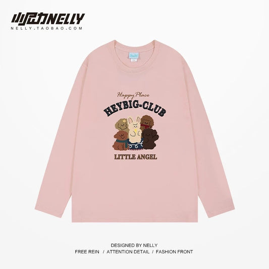 American cartoon cat print round neck short sleeve men and women summer 2025 couple pure cotton t-shirt half sleeve bottoming shirt trend