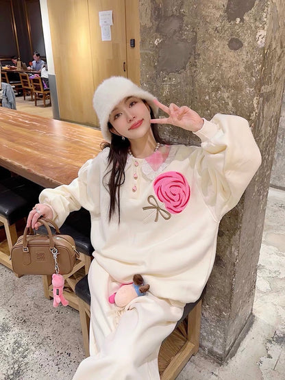 Thebestxue [New on 10.23 AM10:00] Off-white velvet lollipop sweatshirt