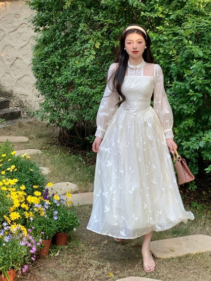 Tanggongzi early spring new tea break French dress niche design retro romantic skirt fairy super fairy