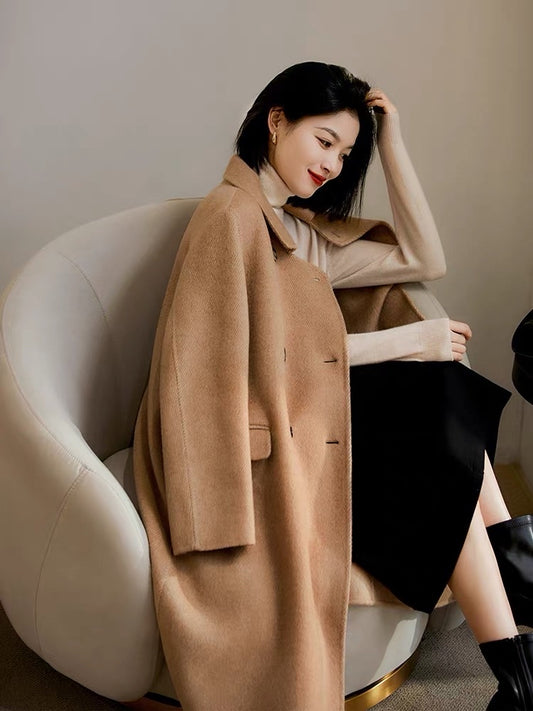 [DYA560737VG] Temperament conservation, newly added luxury configuration wool + camel velvet double-sided long style