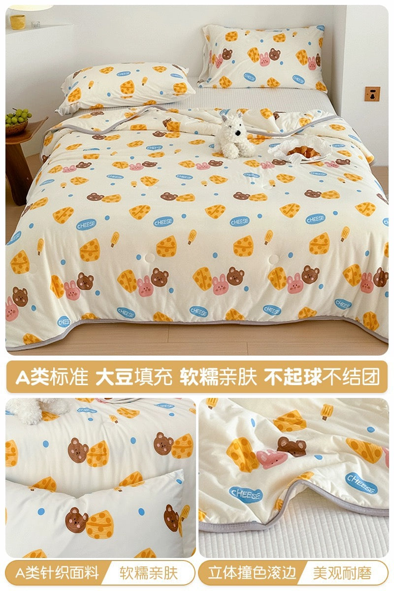 Class A soybean fiber knitted cotton summer cool quilt machine washable summer children's thin quilt spring and autumn summer air conditioning quilt