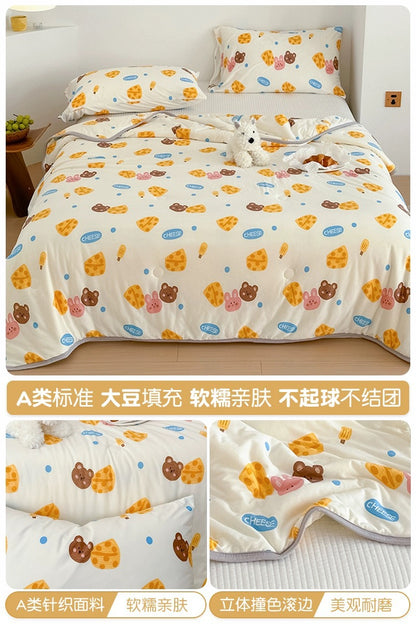 Class A soybean fiber knitted cotton summer cool quilt machine washable summer children's thin quilt spring and autumn summer air conditioning quilt