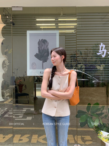 DH OFFICIAL Big Flower [Foli Holiday] Casual Style Vest Women's All-match Fashion Korean Style