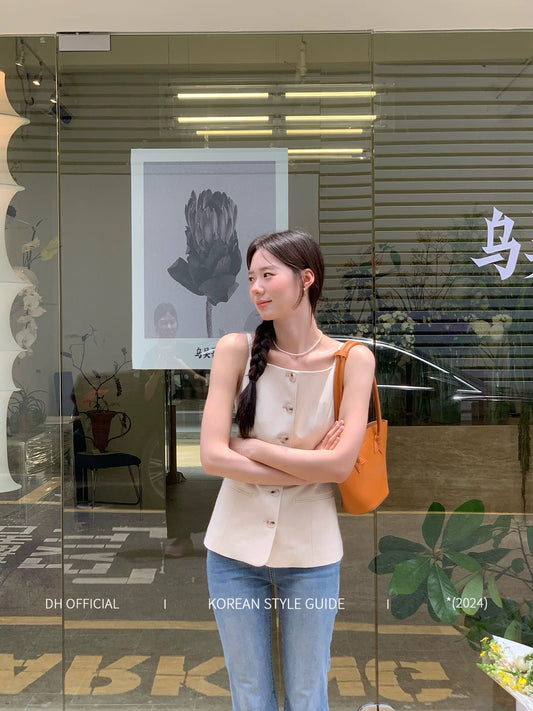 DH OFFICIAL Big Flower [Foli Holiday] Casual Style Vest Women's All-match Fashion Korean Style