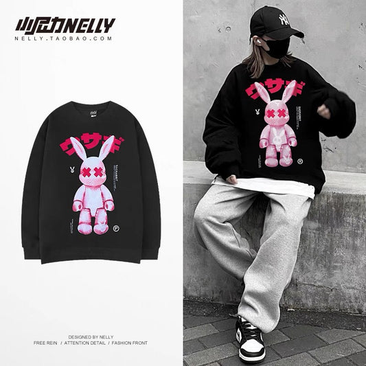 American round neck sweatshirt for men in autumn new cartoon print hiphop trendy brand long-sleeved top autumn sports coat (N0931)