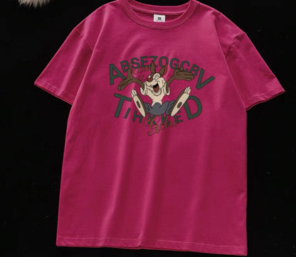 Four Seasons King of All-match~ Cotton short-sleeved T-shirt for women, loose oversize slimming top, fashionable and meat-covering couple shirt