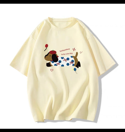 White cotton short-sleeved t-shirt for women 2024 new popular design niche American style right shoulder loose half-sleeved top