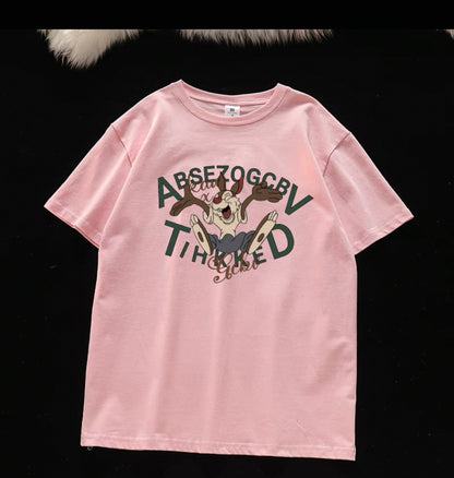 Four Seasons King of All-match~ Cotton short-sleeved T-shirt for women, loose oversize slimming top, fashionable and meat-covering couple shirt