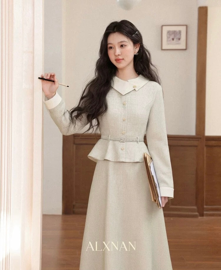 Lu Xiangnan [Milan Holiday] 2025 Autumn New Arrival: Chanel-inspired, Elegant, Slimming Apricot Dress