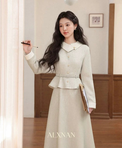 Lu Xiangnan [Milan Holiday] 2025 Autumn New Arrival: Chanel-inspired, Elegant, Slimming Apricot Dress