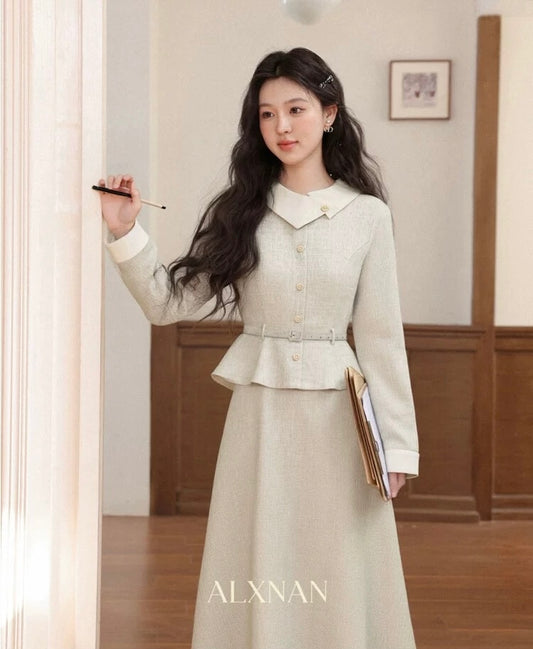 Lu Xiangnan [Milan Holiday] 2025 Autumn New Arrival: Chanel-inspired, Elegant, Slimming Apricot Dress