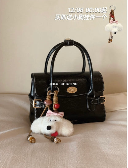 Chio2nd Scarlet Paris Handbag for Women, Vintage Oil-Wax Leather Textured Commuter Bag, Shoulder Bag/Crossbody Bag