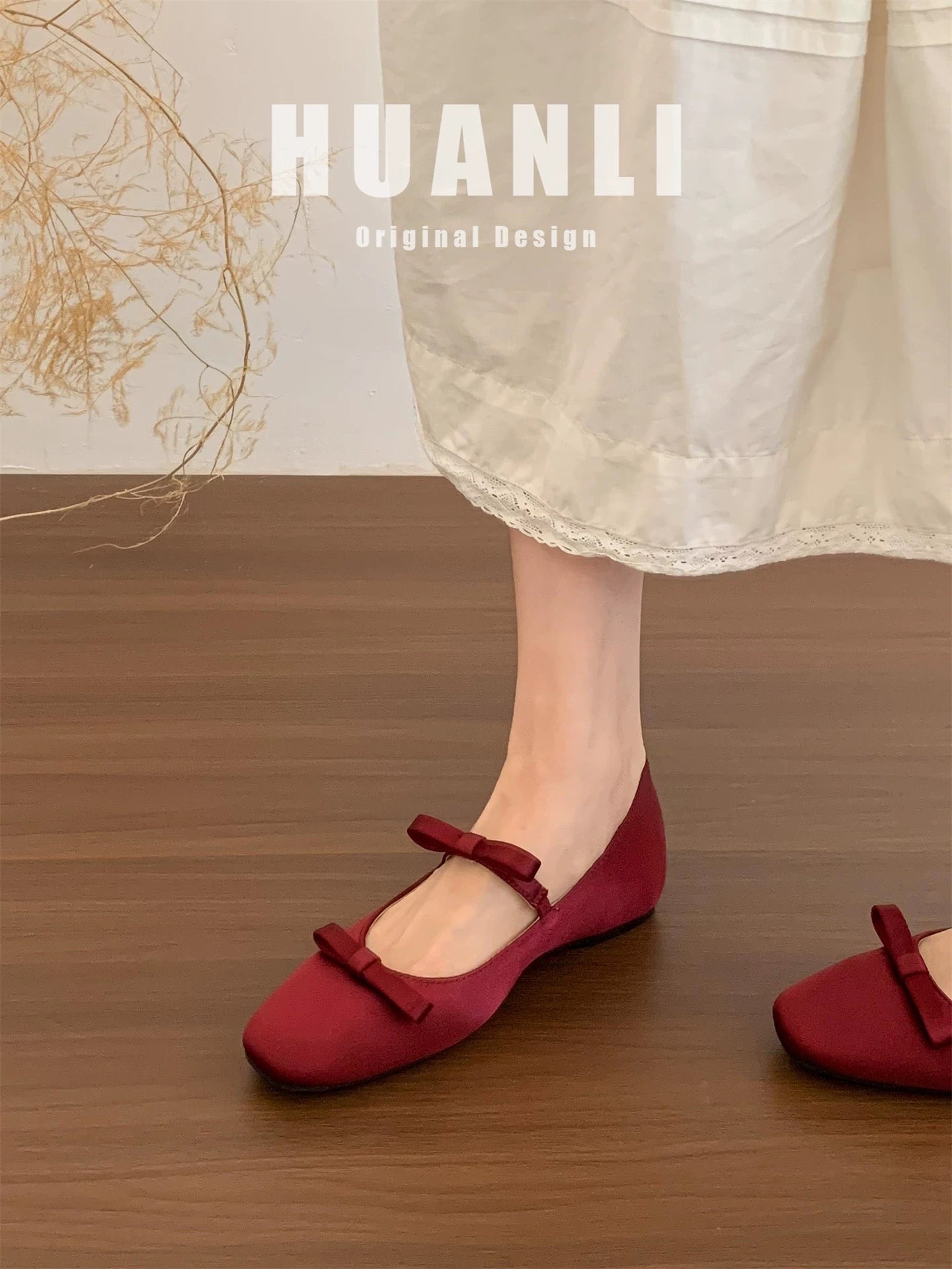 3CM hidden heel height ~ French soft sole bow low-cut Mary Jane shoes for women, spring and autumn ballet slip-on shoes