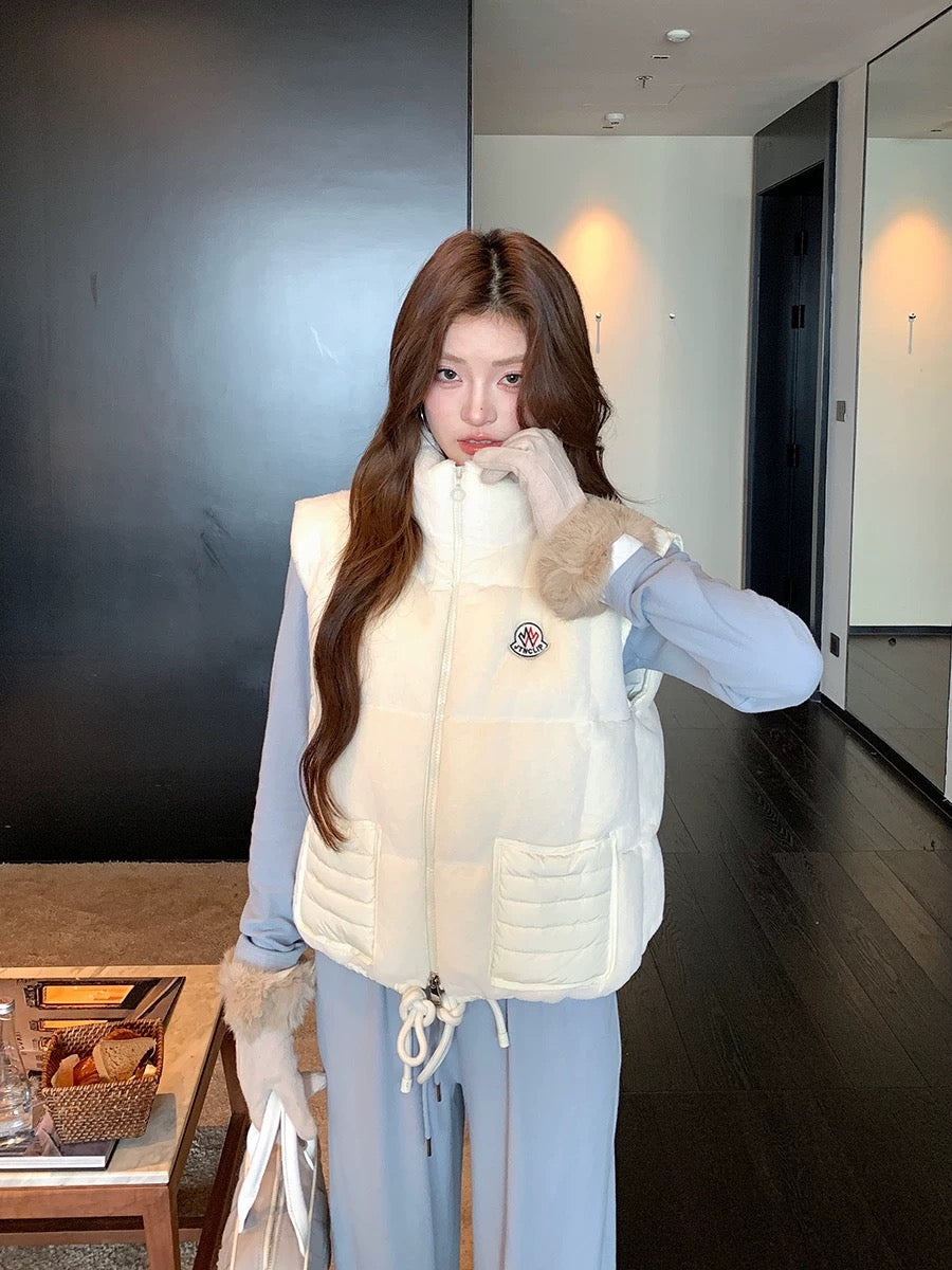 Earth Store Short Lightweight Mouth 90 White Duck Down Jacket Vest Women's Design Warm Vest Top Winter