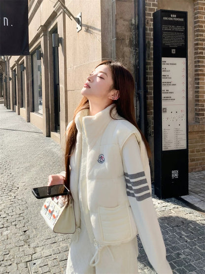 Earth Store Short Lightweight Mouth 90 White Duck Down Jacket Vest Women's Design Warm Vest Top Winter