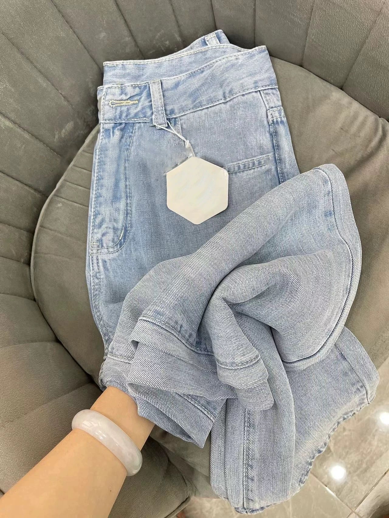 Matching pants king ~ wide-leg jeans for women in summer thin style small high waist slim loose drape straight trousers