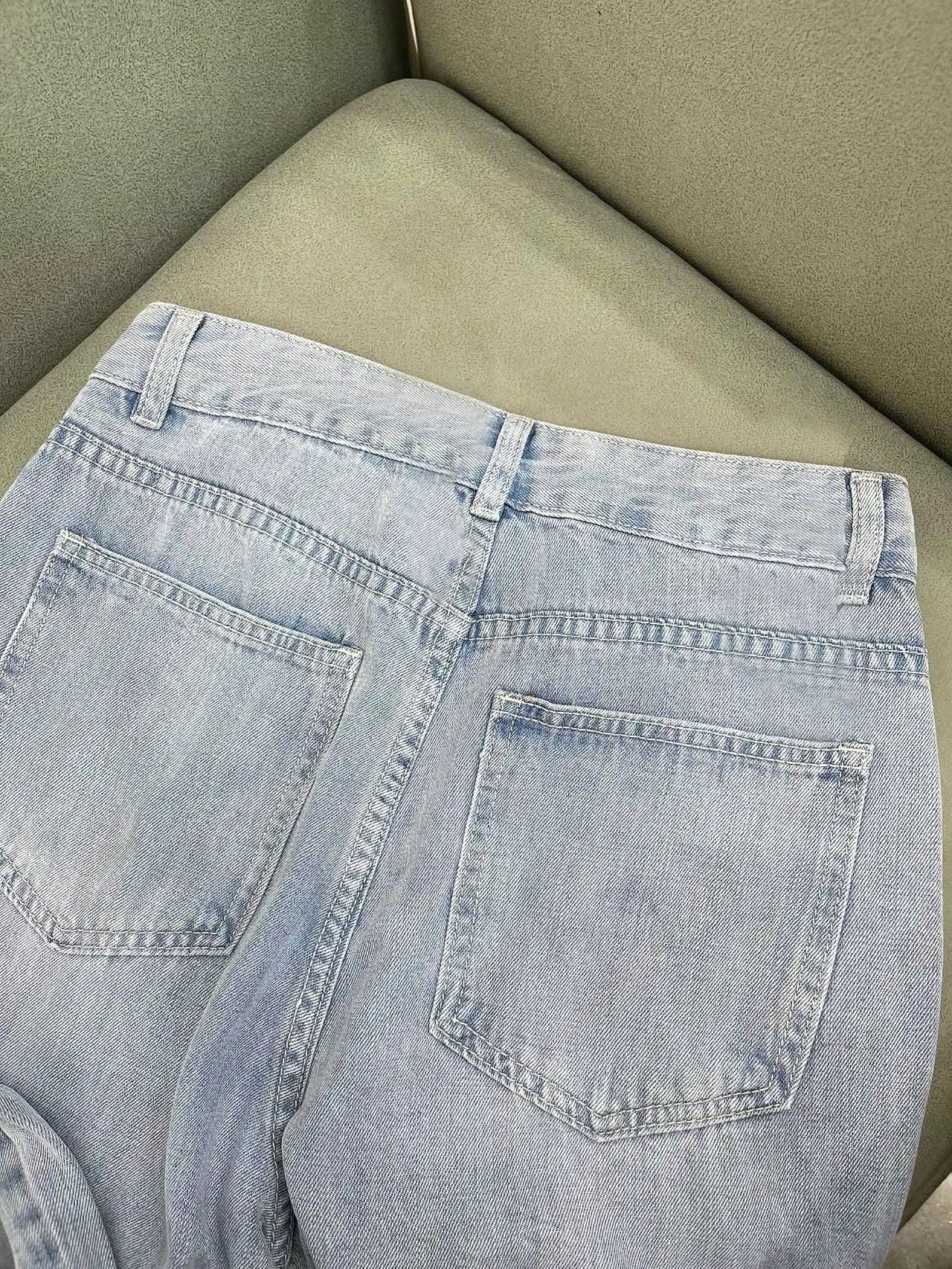 Matching pants king ~ wide-leg jeans for women in summer thin style small high waist slim loose drape straight trousers