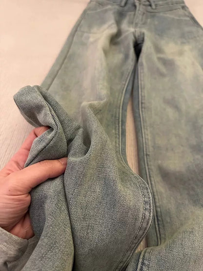 Recommended for self-retention! Zero sense of restraint! Plush and thickened design straight jeans for women in autumn and winter, large size for fat girls