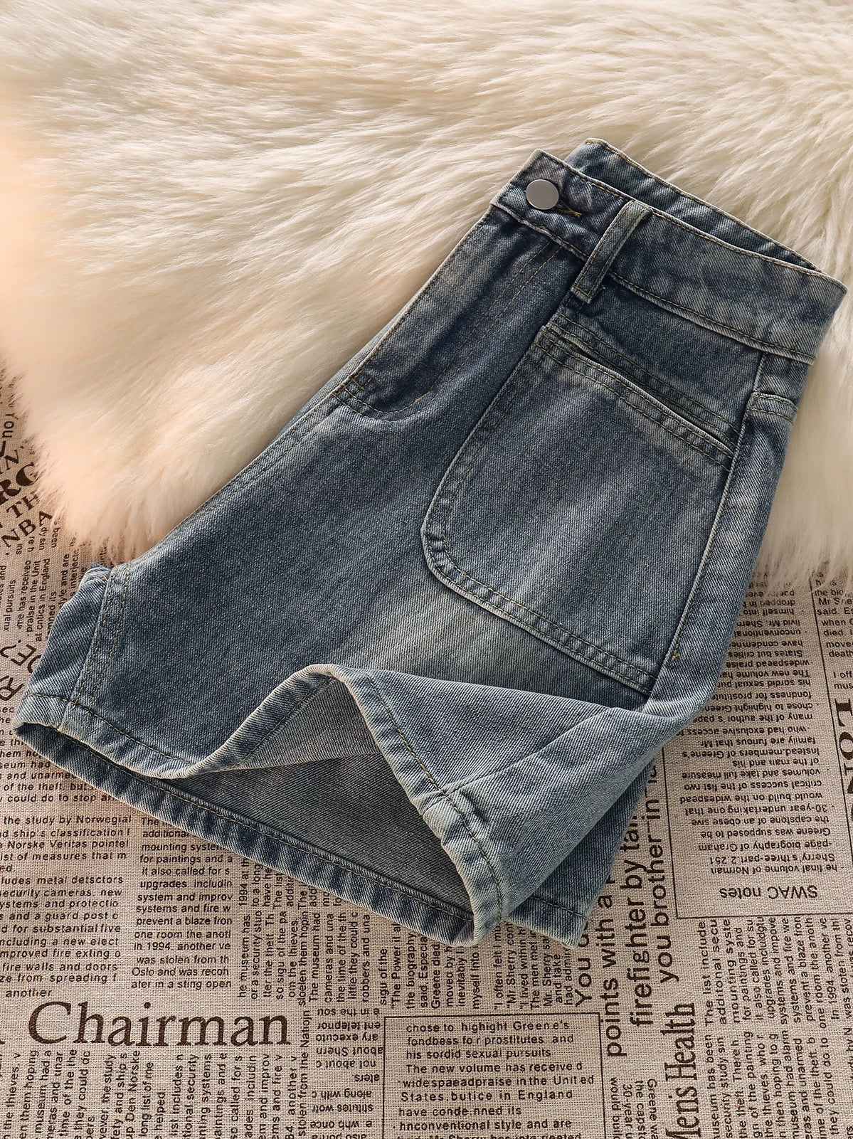 [Free shipping insurance] Sweet and spicy style denim shorts for women high waist slim retro niche straight wide leg hot pants trend