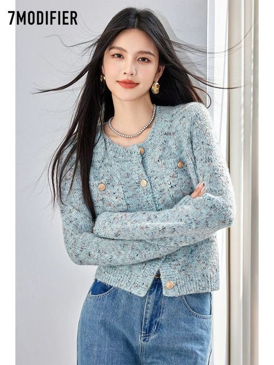 La Chapelle 7M2025 autumn new fashion floral top loose round neck versatile age-reducing temperament sweater