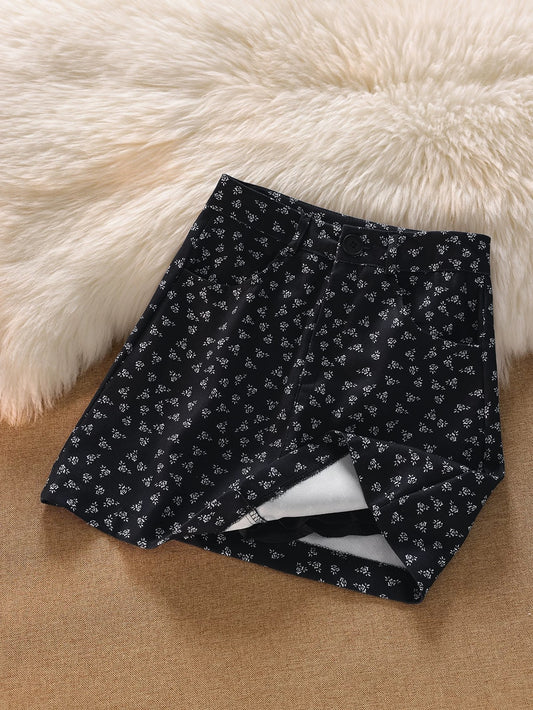 [Free shipping insurance] Korean retro floral skirt for women, high waist, slim design, niche A-line short skirt