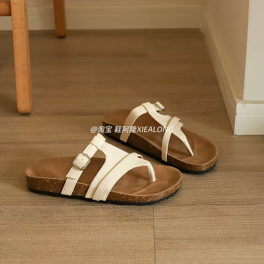 2025 New Korean-Style Women's Casual Thong Sandals – Roman-Inspired, Niche Design, Beach-Ready, Birkenstock-Style