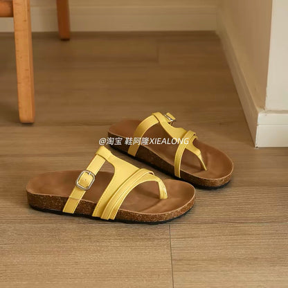 2025 New Korean-Style Women's Casual Thong Sandals – Roman-Inspired, Niche Design, Beach-Ready, Birkenstock-Style
