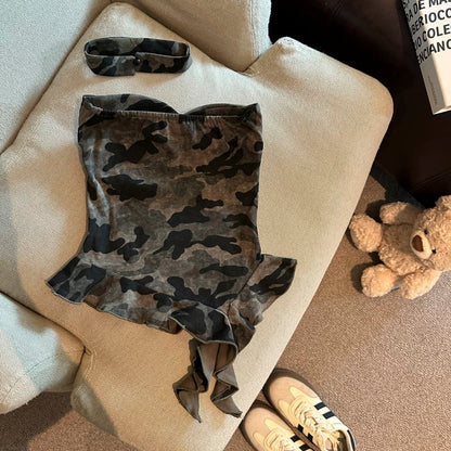 Jade Closet direct store recommendation ~ Medela pure desire hot girl sexy halter neck camouflage tube top vest female