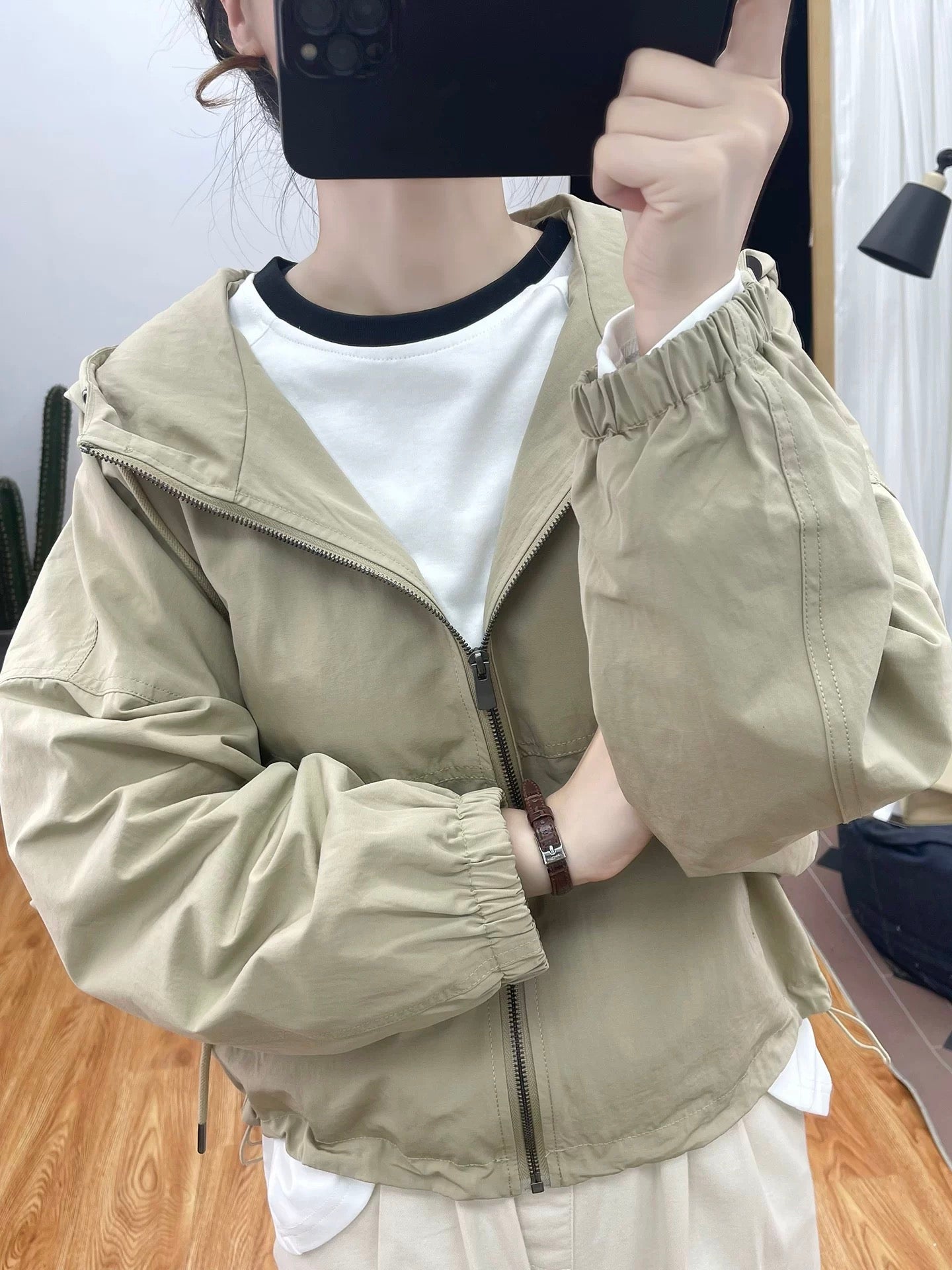 Autumn Stand Collar Loose Jacket Women's Hooded Jacket Age-Reducing Tops 2025 New Korean Casual Cotton Jacket