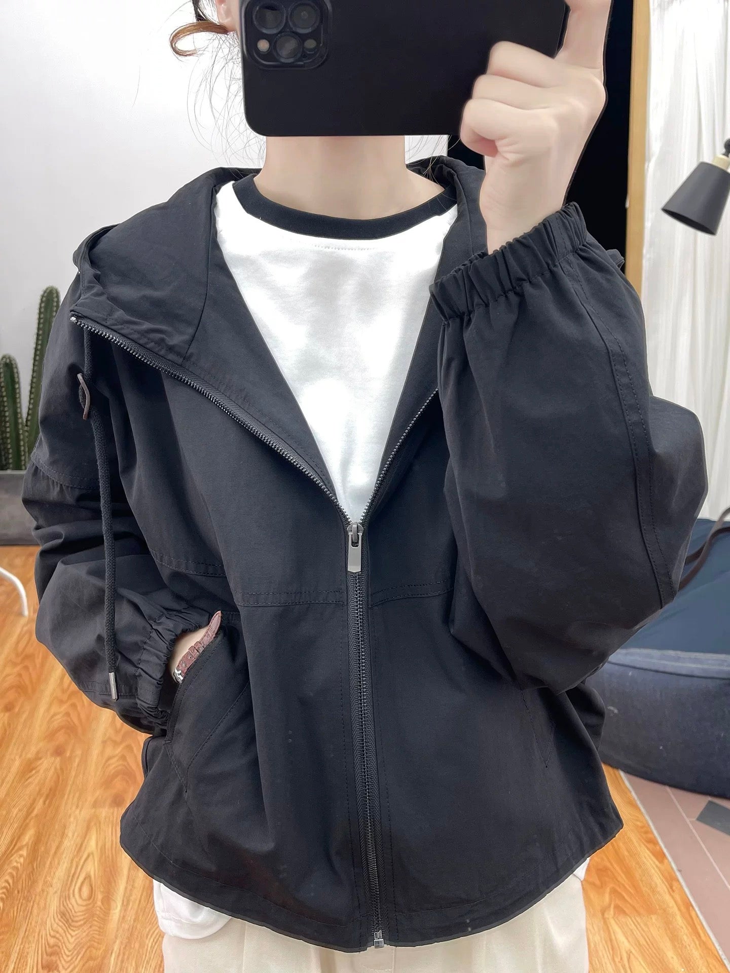 Autumn Stand Collar Loose Jacket Women's Hooded Jacket Age-Reducing Tops 2025 New Korean Casual Cotton Jacket