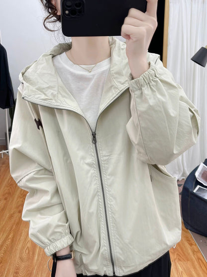 Spring and Autumn boutique loose jacket women's stand collar cotton jacket 2025 Korean casual hooded top versatile jacket