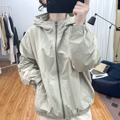 Autumn fashion design jacket women's loose hooded jacket 2024 Korean retro casual tops jacket