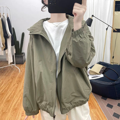 Autumn fashion design jacket women's loose hooded jacket 2024 Korean retro casual tops jacket