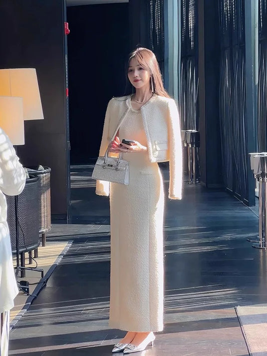 Autumn and winter clothes are popular this year, beautiful and high-end small dresses, ladylike temperament, small fragrant style jackets, dresses, suits and skirts